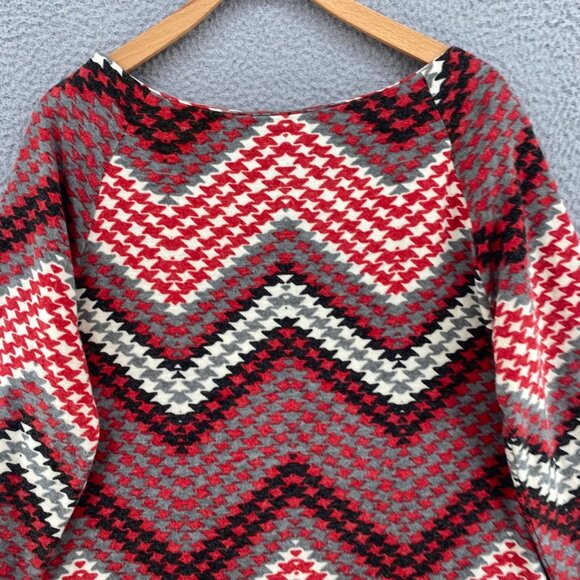 Aryeh Dress Womens Extra Large Red Chevron Sweater 3/4 Sleeve Mini Pullover Knit - Picture 4 of 10
